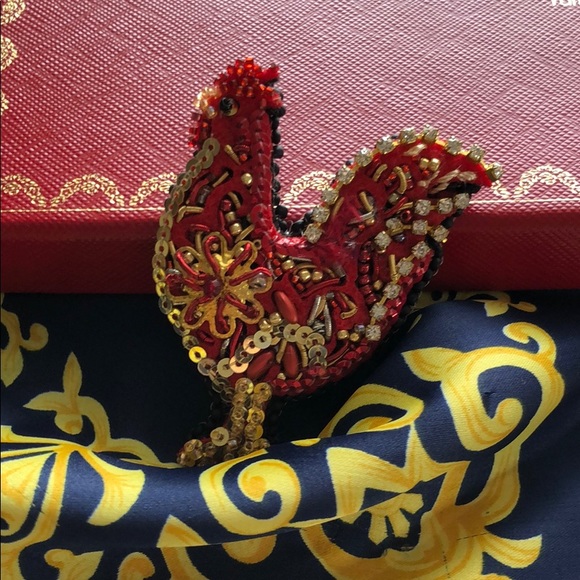 NWOT Handmade beaded sequin rooster brooch - Picture 4 of 6